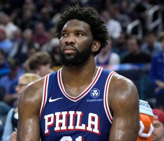Philadelphia knee 76ers tear meniscus embiid joel sits