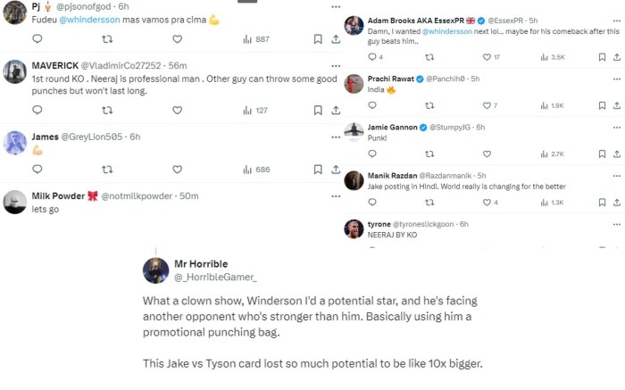 Neeraj goyat vs whindersson nunes announced for mike tyson vs jake paul fight card