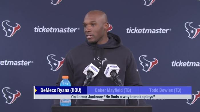 Texans demeco ryans praises ravens lamar jackson thats why hes the mvp