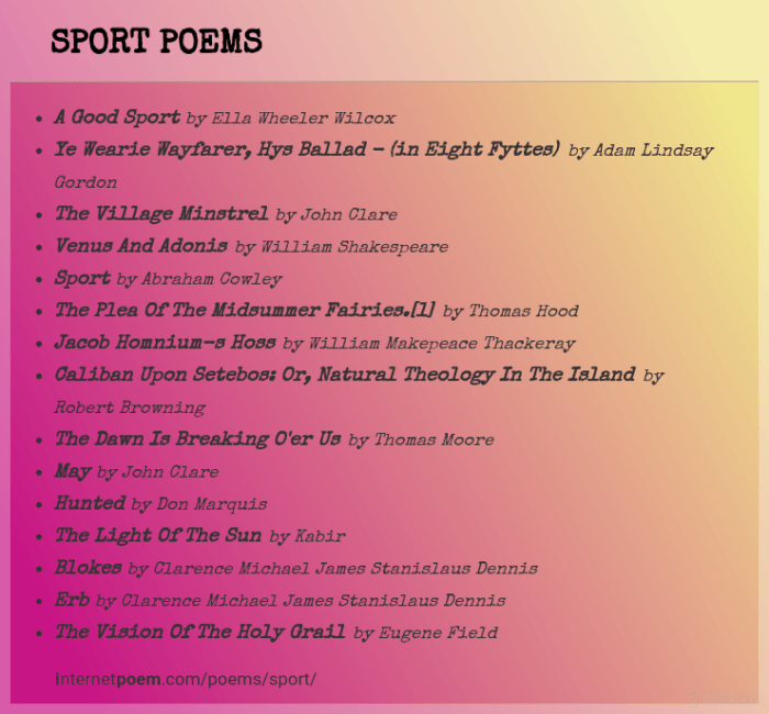 Best sports poems of all time