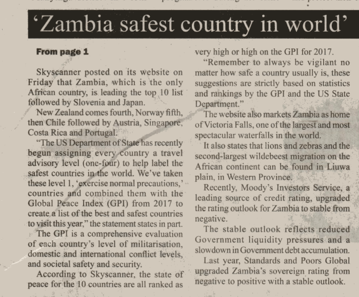 Breaking news in zambia now