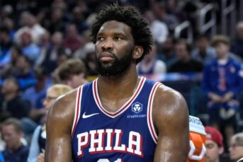 Philadelphia knee 76ers tear meniscus embiid joel sits