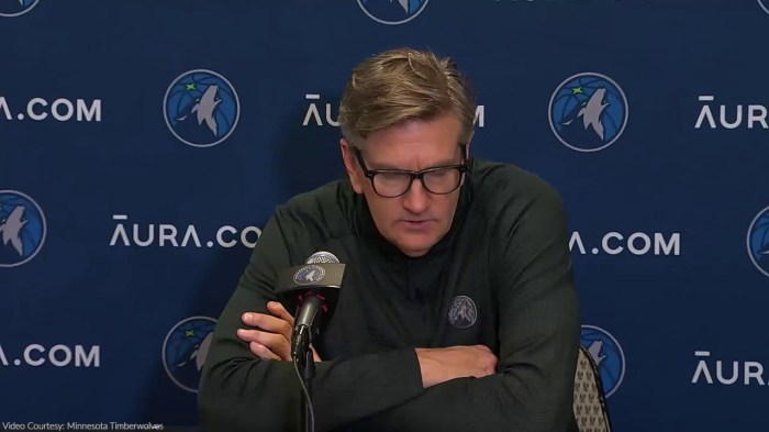 Chris finch wolves lost composure made inexcusable plays in g4 loss to nuggets
